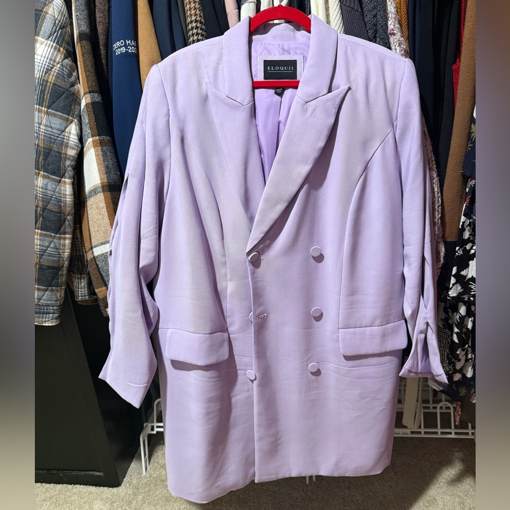 Eloquii Pastel Purple Double-Breasted Blazer